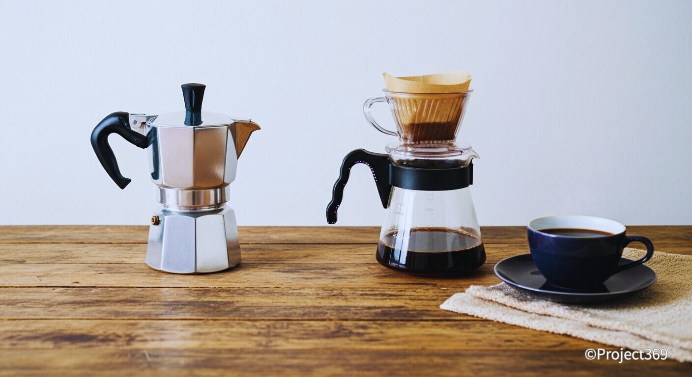 エスプレッソとドリップコーヒーと一杯のコーヒー