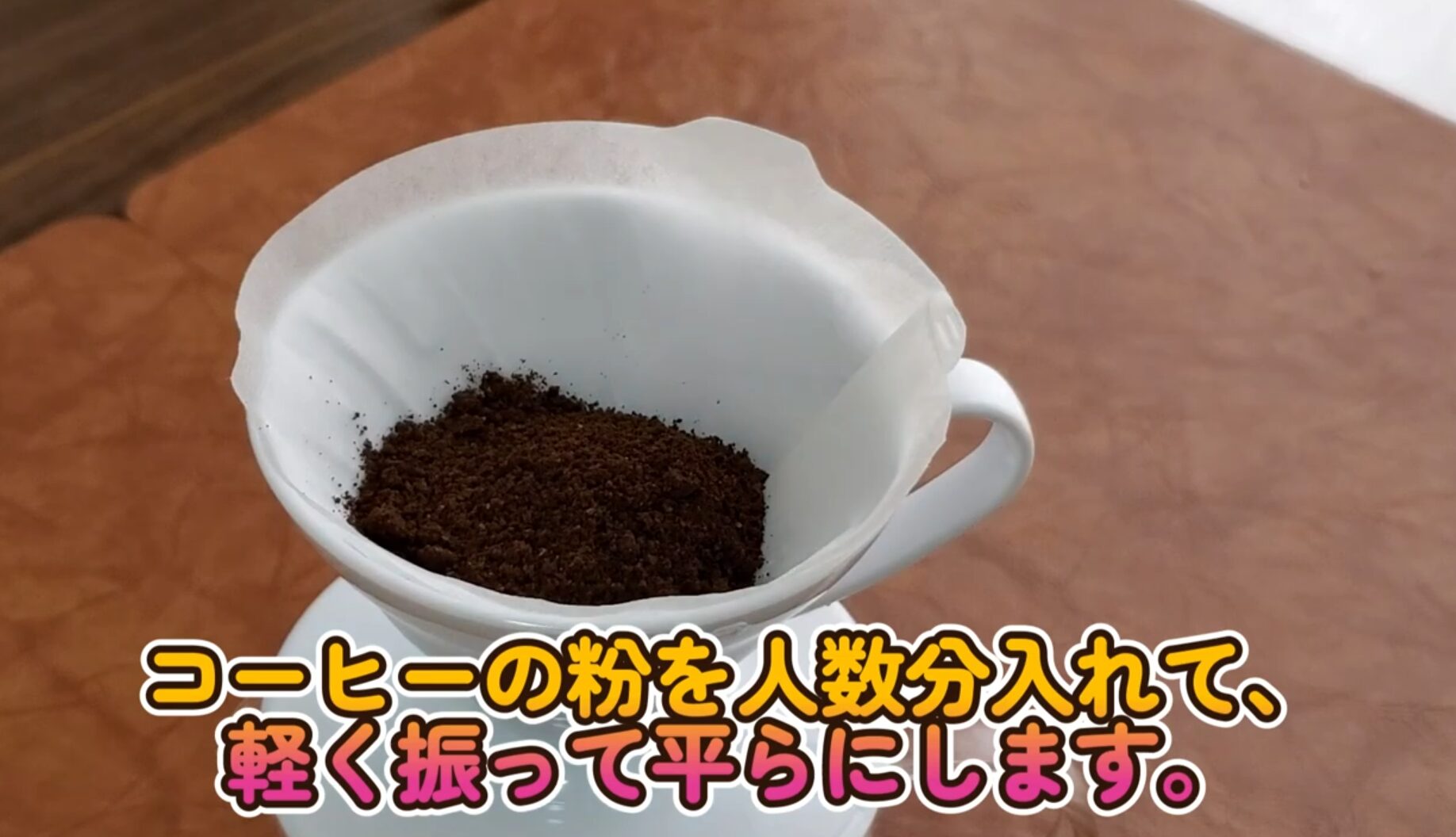 人数分の粉を入れて平らにするという画像