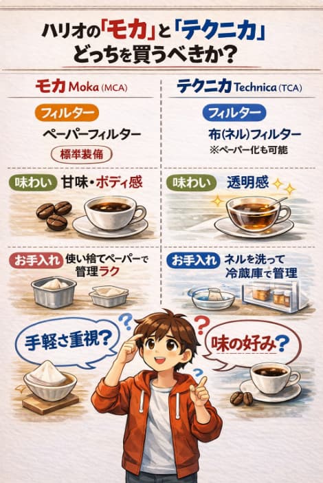 モカとテクニカのメリデメインフォグラフィック