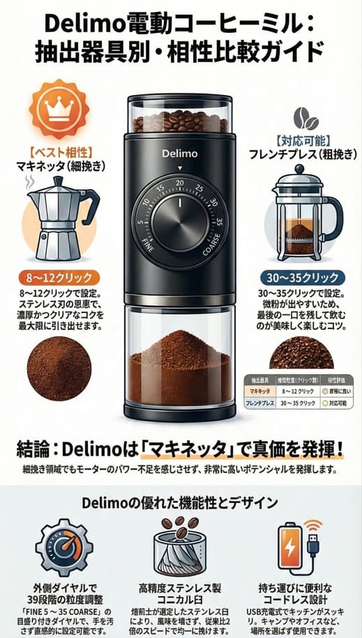 delimoとマキネッタとフレンチプレス