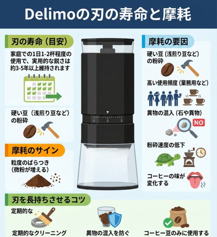 delimoの刃の摩耗についてのインフォグラフィック