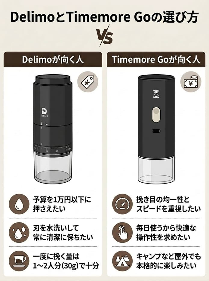 delimoとtimemoreの比較インフォグラフィック