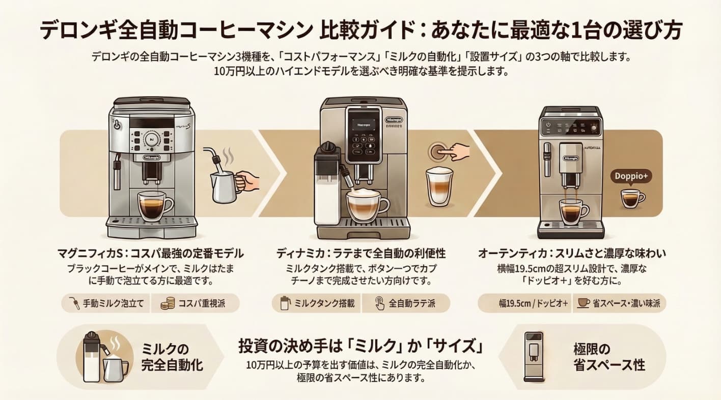 デロンギ上位機種との比較インフォグラフィック