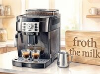 マグニフィカとミルク泡立てと書かれたオブジェ