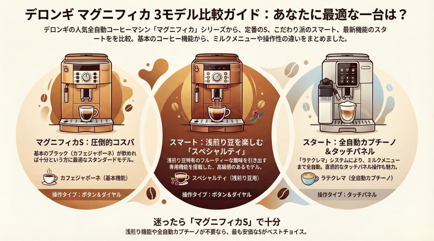 マグニフィカ3種比較インフォグラフィック