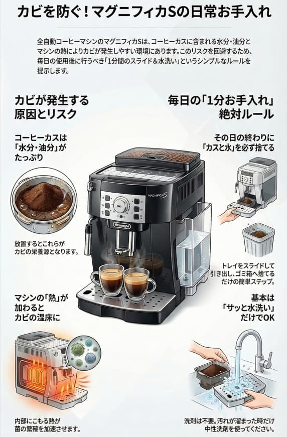 マグニフィカSのメンテナンスに関するインフォグラフィック