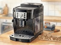 マグニフィカSとお湯が出ないと書かれたオブジェ