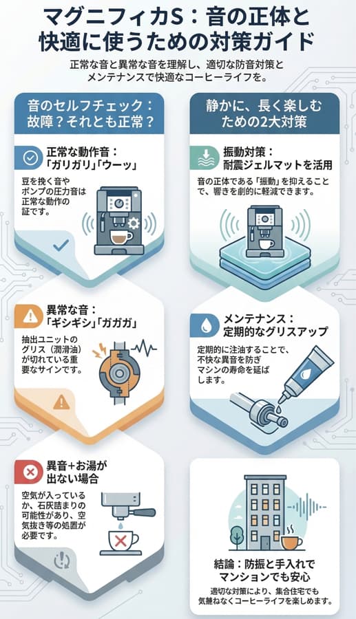 マグニフィカSの騒音に関するインフォグラフィック