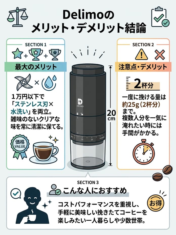 delimoのメリットとデメリットインフォグラフィック