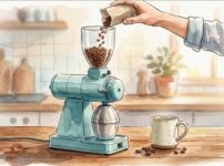 Kalita Nextg2のポットにコーヒー豆を投入している