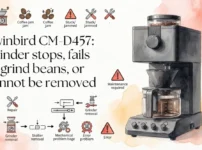 Twinbird CM-D457 Grinder stops, fails to grind beans, or cannot be removed